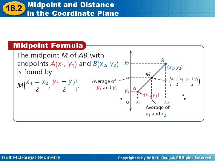 18. 2 Midpoint and Distance in the Coordinate Plane Holt Mc. Dougal Geometry 