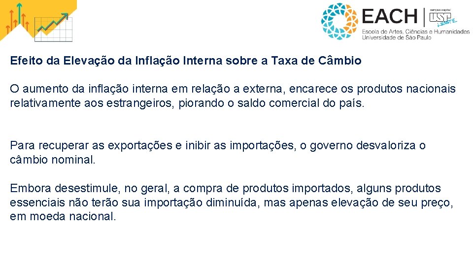 Efeito da Elevação da Inflação Interna sobre a Taxa de Câmbio O aumento da