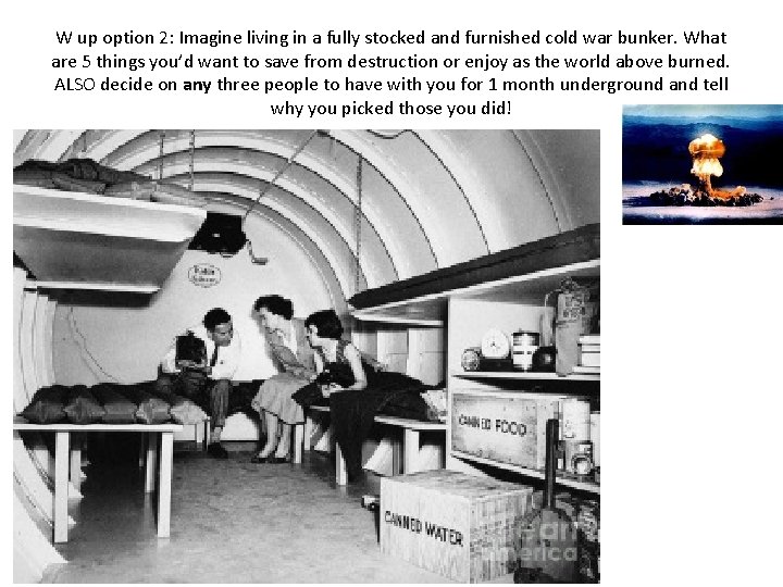 W up option 2: Imagine living in a fully stocked and furnished cold war