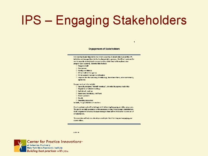 IPS – Engaging Stakeholders 