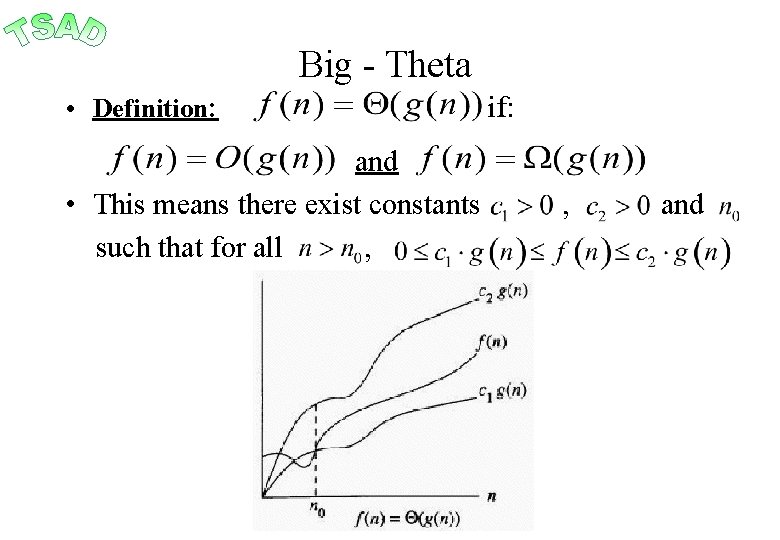 Big - Theta • Definition: and • This means there exist constants such that