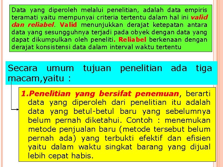 Data yang diperoleh melalui penelitian, adalah data empiris teramati yaitu mempunyai criteria tertentu dalam