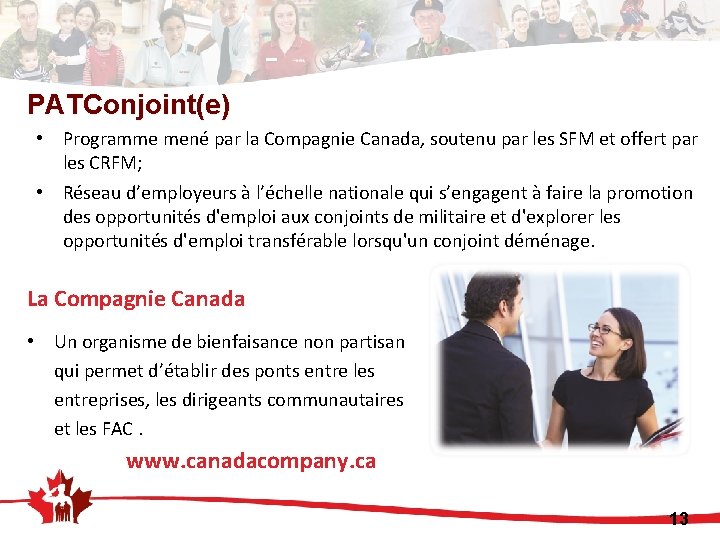 PATConjoint(e) • Programme mené par la Compagnie Canada, soutenu par les SFM et offert