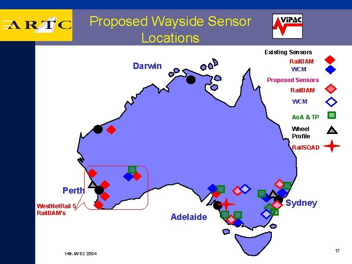 Proposed Wayside Sensor Locations Existing Sensors Rail. BAM WCM Darwin Proposed Sensors Rail. BAM