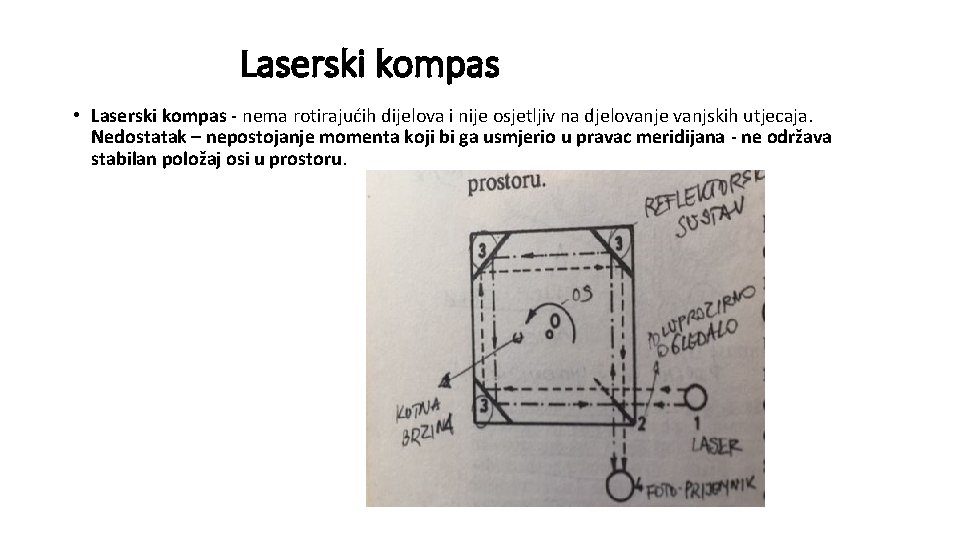 Laserski kompas • Laserski kompas - nema rotirajućih dijelova i nije osjetljiv na djelovanje