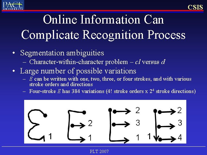 CSIS Online Information Can Complicate Recognition Process • Segmentation ambiguities – Character-within-character problem –