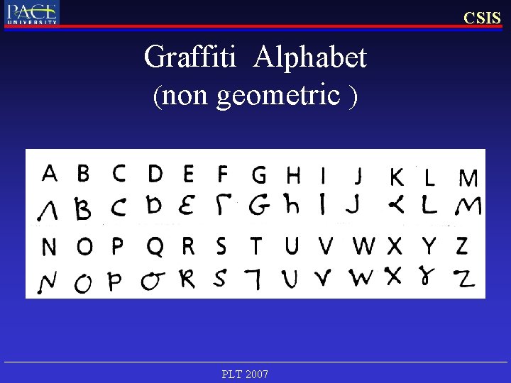 CSIS Graffiti Alphabet (non geometric ) PLT 2007 