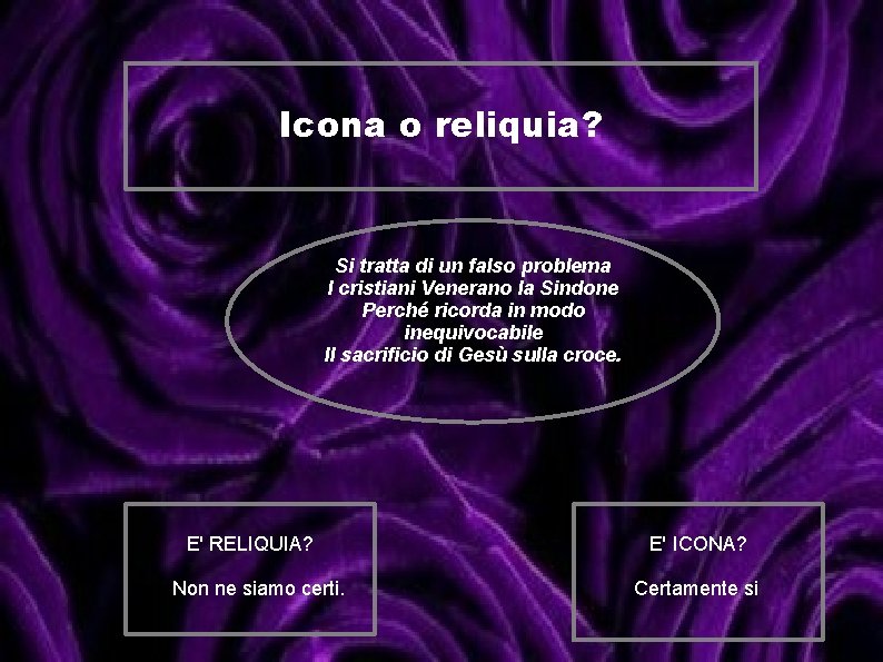 Icona o reliquia? Si tratta di un falso problema I cristiani Venerano la Sindone