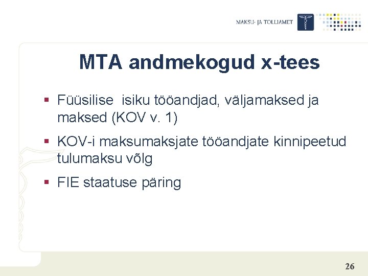 MTA andmekogud x-tees § Füüsilise isiku tööandjad, väljamaksed ja maksed (KOV v. 1) §