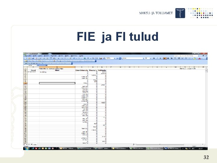 FIE ja FI tulud 32 