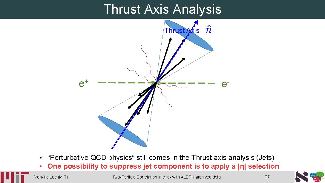 Thrust Axis Analysis e+ e- • “Perturbative QCD physics” still comes in the Thrust