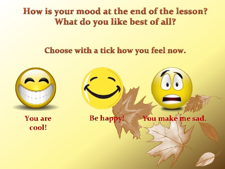 How is your mood at the end of the lesson? What do you like