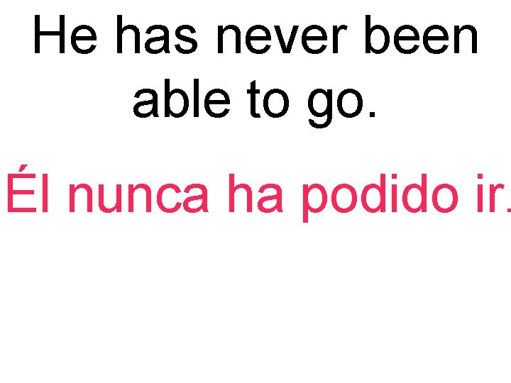 He has never been able to go. Él nunca ha podido ir. 