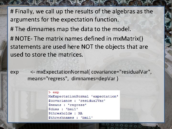 # Finally, we call up the results of the algebras as the arguments for