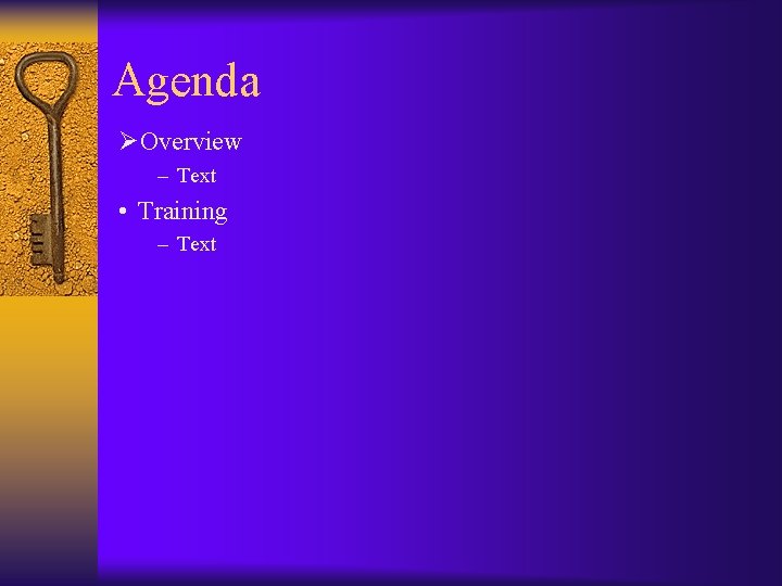 Agenda ØOverview – Text • Training – Text 