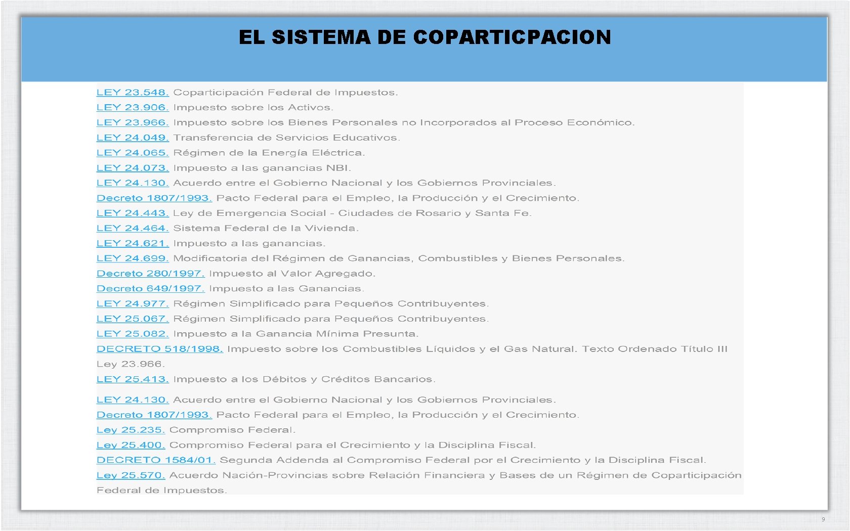 EL SISTEMA DE COPARTICPACION 9 