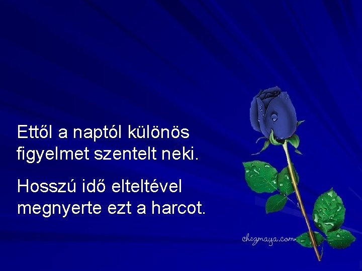 Ettől a naptól különös figyelmet szentelt neki. Hosszú idő elteltével megnyerte ezt a harcot.