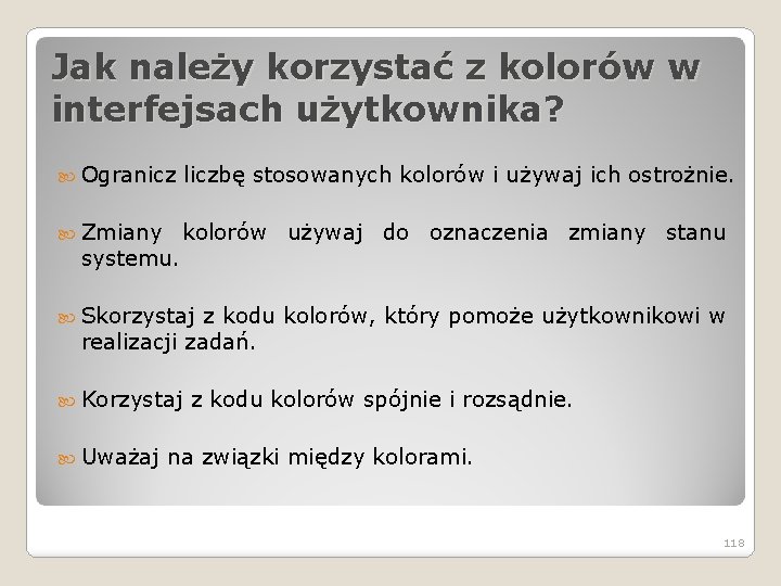 Jak należy korzystać z kolorów w interfejsach użytkownika? Ogranicz liczbę stosowanych kolorów i używaj