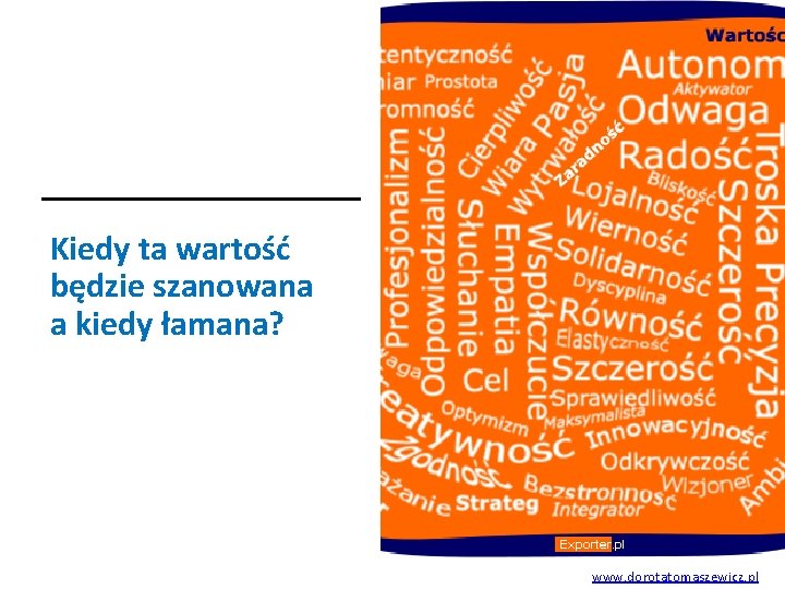 Kiedy ta wartość będzie szanowana a kiedy łamana? www. dorotatomaszewicz. pl Kiedy ta wartość będzie szanowana a kiedy łamana? www. dorotatomaszewicz. pl