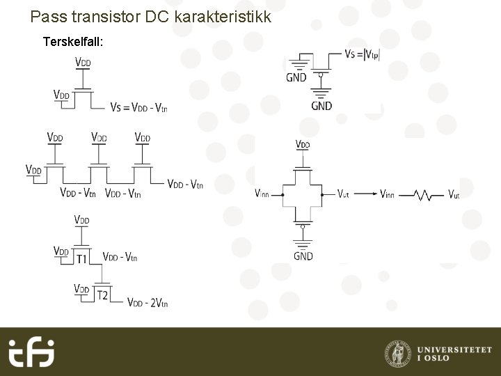 Pass transistor DC karakteristikk Terskelfall: 