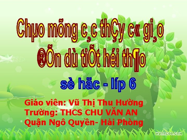 Giáo viên: Vũ Thị Thu Hường Trường: THCS CHU VĂN AN Quận Ngô Quyền-