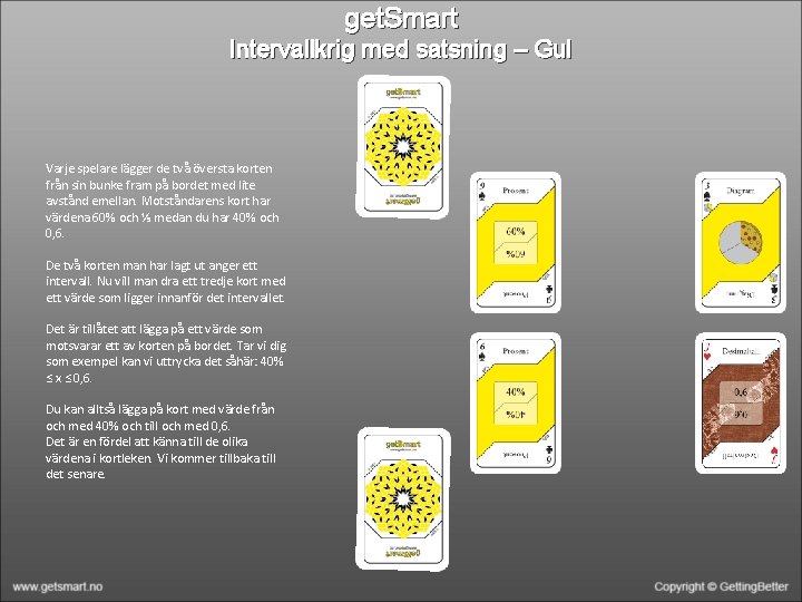 get. Smart Intervallkrig med satsning – Gul Varje spelare lägger de två översta korten