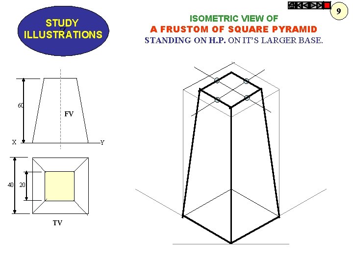 STUDY Z ILLUSTRATIONS 60 FV X 40 Y 20 TV ISOMETRIC VIEW OF A