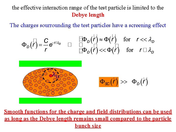 the effective interaction range of the test particle is limited to the Debye length