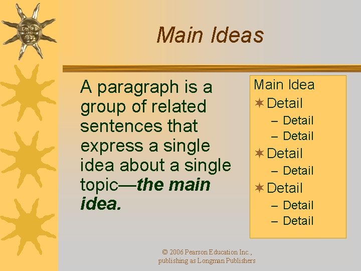 Main Ideas A paragraph is a group of related sentences that express a single