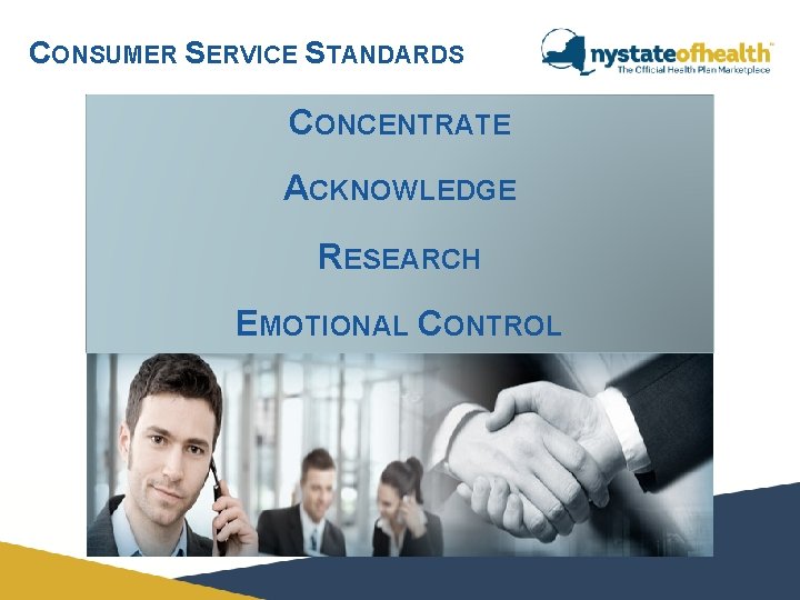 CONSUMER SERVICE STANDARDS CONCENTRATE ACKNOWLEDGE RESEARCH EMOTIONAL CONTROL 