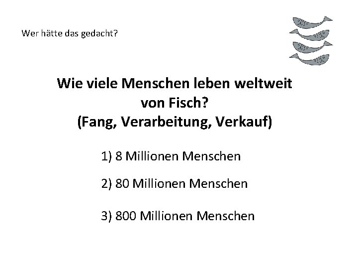 Wer hätte das gedacht? Wie viele Menschen leben weltweit von Fisch? (Fang, Verarbeitung, Verkauf)