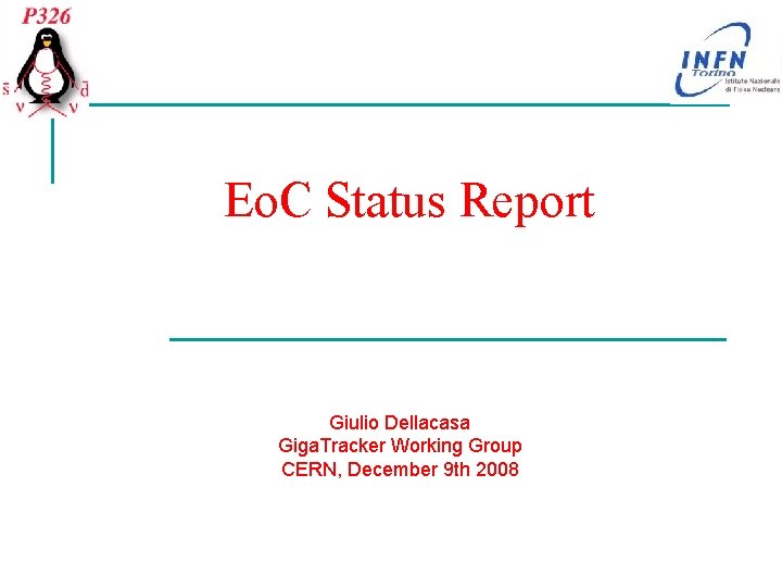 Eo. C Status Report Giulio Dellacasa Giga. Tracker Working Group CERN, December 9 th
