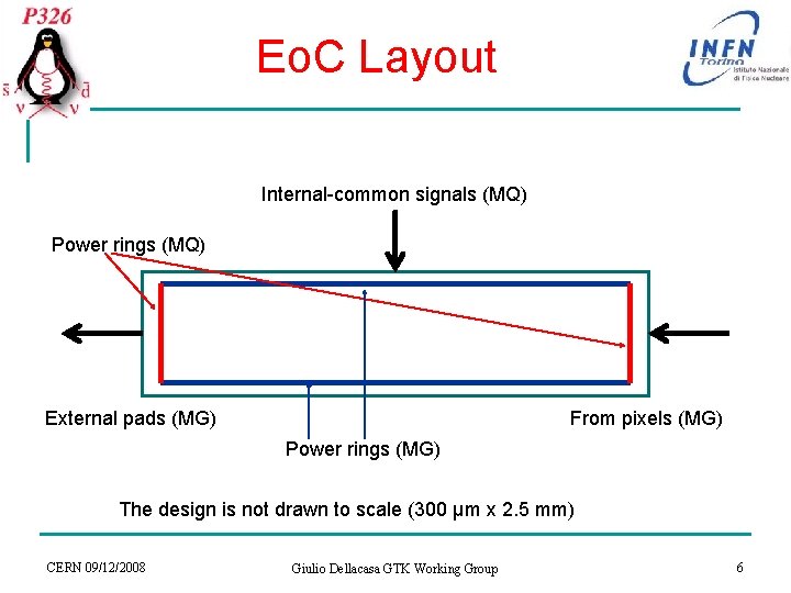 Eo. C Layout Internal-common signals (MQ) Power rings (MQ) External pads (MG) From pixels