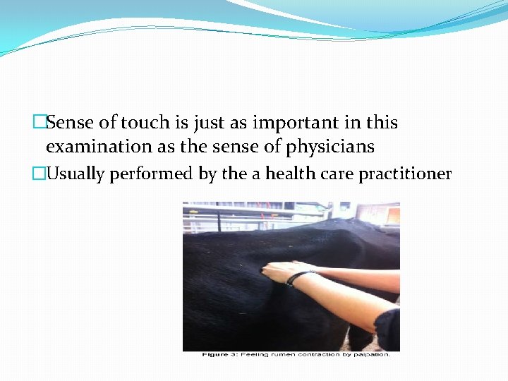 �Sense of touch is just as important in this examination as the sense of