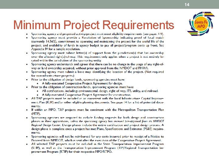 14 Minimum Project Requirements 