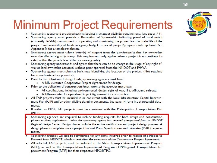 15 Minimum Project Requirements 