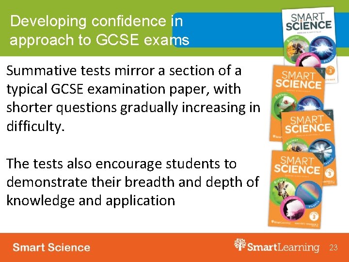 Developing confidence in approach to GCSE exams Summative tests mirror a section of a