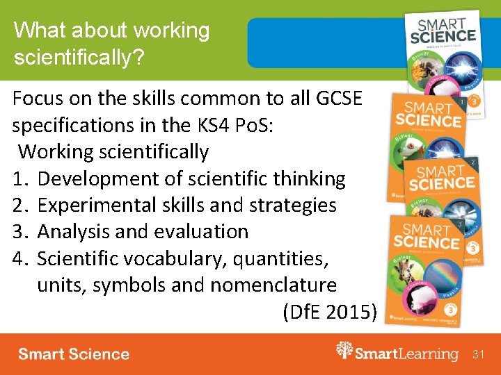 What about working scientifically? Focus on the skills common to all GCSE specifications in