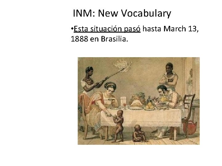 INM: New Vocabulary • Esta situación pasó hasta March 13, 1888 en Brasilia. 
