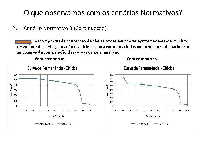 O que observamos com os cenários Normativos? 2. Cenário Normativo B (Continuação) As comportas