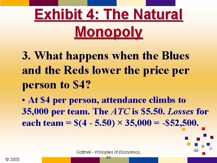 Exhibit 4: The Natural Monopoly 3. What happens when the Blues and the Reds