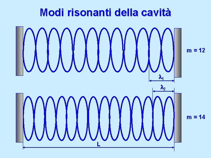 Modi risonanti della cavità m = 12 l 1 l 2 m = 14