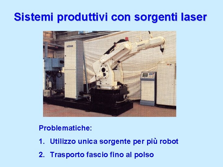 Sistemi produttivi con sorgenti laser Problematiche: 1. Utilizzo unica sorgente per più robot 2.