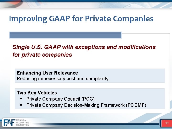 Improving GAAP for Private Companies Single U. S. GAAP with exceptions and modifications for