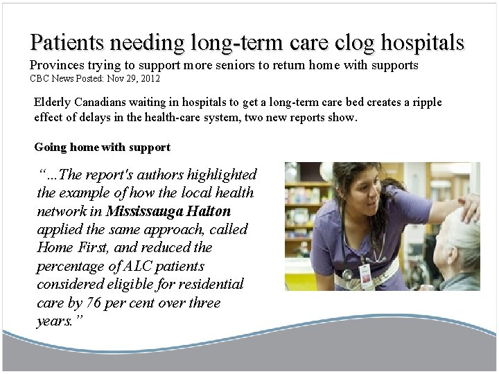 Patients needing long-term care clog hospitals Provinces trying to support more seniors to return