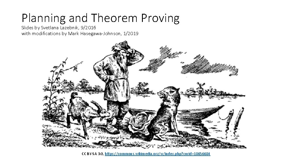 Planning and Theorem Proving Slides by Svetlana Lazebnik, 9/2016 with modifications by Mark Hasegawa-Johnson,