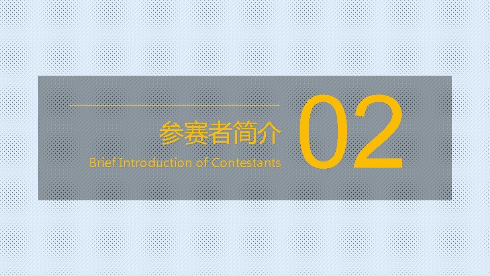 参赛者简介 Brief Introduction of Contestants 02 