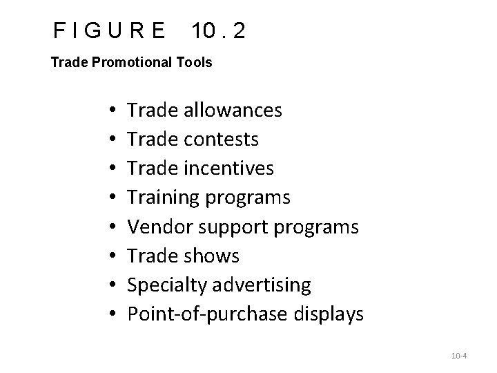 FIGURE 10. 2 Trade Promotional Tools • • Trade allowances Trade contests Trade incentives