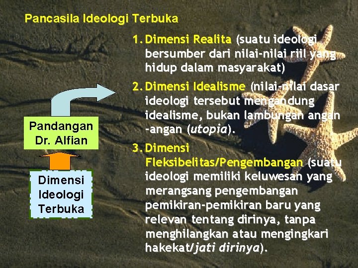 Pancasila Ideologi Terbuka Pandangan Dr. Alfian Dimensi Ideologi Terbuka 1. Dimensi Realita (suatu ideologi