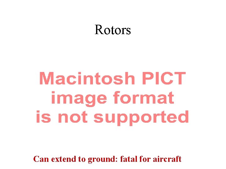 Rotors Can extend to ground: fatal for aircraft 